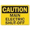 Signmission OSHA Caution, 7" Height, Decal, 10" x 7", Landscape, Main Electric Shut-Off OS-CS-D-710-L-19202 - alternate 1